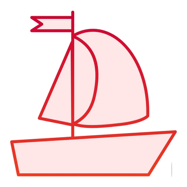 Ícone de iate plano. Ícones vermelhos veleiro em estilo moderno plana. Barco com design estilo gradiente bandeira, projetado para web e app. Eps 10 . — Vetor de Stock