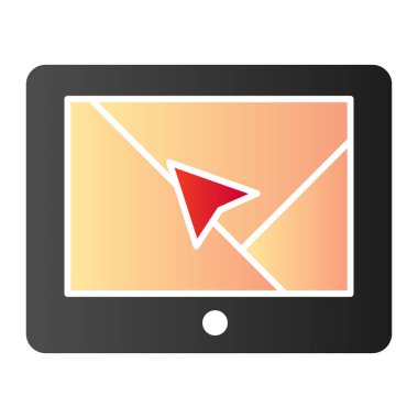 GPS navigasyon düz simgesi. Renk simgelerine sahip tablet modada düz. Ağ ve uygulama için tasarlanmış, aygıt gradyan stil tasarımı üzerindeki konum oku. Eps 10.