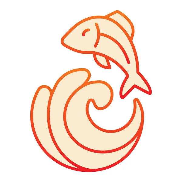 Ola con el icono de pescado plano. Iconos de pesca de color naranja en estilo plano de moda. Peces en el diseño de estilo gradiente de mar, diseñado para la web y la aplicación. Eps 10 . — Vector de stock