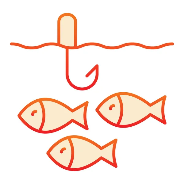 Icono plano de pesca. Pescado en el agua iconos de color naranja en el estilo plano de moda. Diseño de estilo gradiente de pescado y anzuelo, diseñado para web y aplicación. Eps 10 . — Archivo Imágenes Vectoriales