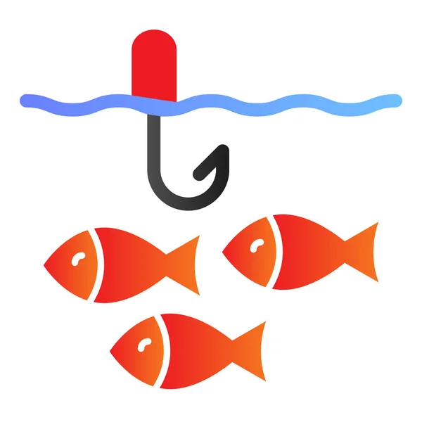 Icono plano de pesca. Pescado en iconos de acuarela en estilo plano de moda. Diseño de estilo gradiente de pescado y anzuelo, diseñado para web y aplicación. Eps 10 . — Vector de stock