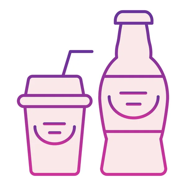 Ícone de soda plana. Copo de papel e garrafa ícones violeta em estilo moderno plana. Design de estilo gradiente de bebida, projetado para web e aplicativo. Eps 10 . — Vetor de Stock