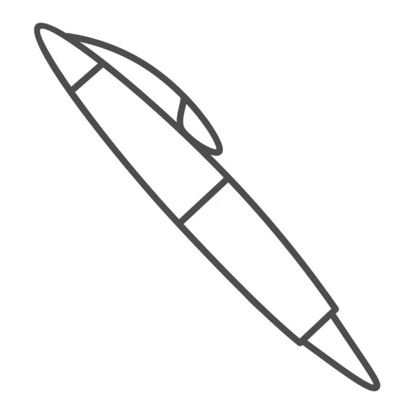 Icône de ligne mince de stylo, concept de papeterie, signe vectoriel d'outil d'écriture d'école sur fond blanc, symbole de stylo à bille de bureau dans le style de contour pour le concept mobile et la conception Web. Graphiques vectoriels . — Image vectorielle