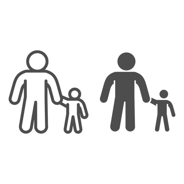 Otec a syn linie a pevná ikona, 1. června koncepce dne ochrany dětí, Rodič a dítě podepsat na bílém pozadí, Táta s ikonou dítěte v obrysu stylu mobilní a web design. Vektorová grafika. — Stockový vektor