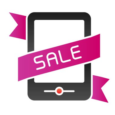 Akıllı telefon çevrimiçi satış sitesi simgesi. Çevrimiçi indirimli renk simgeleri modada düz. Mobil alışveriş gradyan tasarımı, web ve uygulama için tasarlanmış. Eps 10.