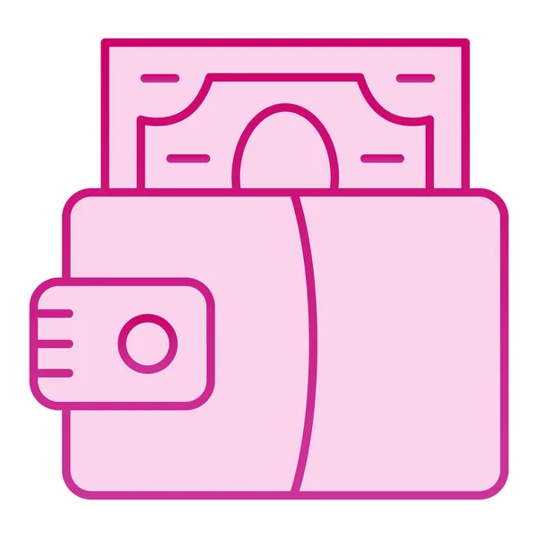 Monedero y dinero icono plano. Monedero con iconos de color rosa en efectivo en estilo plano de moda. Diseño de estilo de gradiente de pago, diseñado para web y aplicación. Eps 10 . — Archivo Imágenes Vectoriales