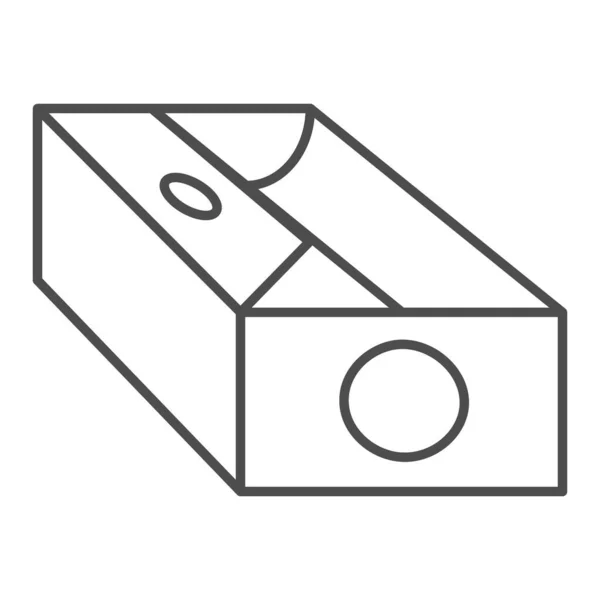 Spitzer Thin Line Icon, Schreibwarenkonzept, Gerät zum Anspitzen von Bleistiftzeichen auf weißem Hintergrund, Bleistiftspitzer-Symbol im Umrissstil für mobiles Konzept und Webdesign. Vektorgrafik. — Stockvektor