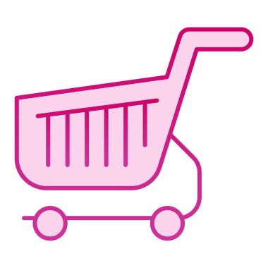 Alışveriş arabasının düz simgesi. Alışveriş sepeti pembe ikonlar moda düz stil. Market tramvayı gradyan stil tasarımı, web ve uygulama için tasarlandı. Eps 10.