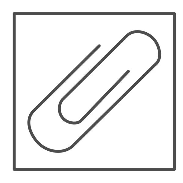 Паперовий кліп тонкої лінії значок, концепція канцелярського приладдя, знак прикріплення на білому тлі, офісний символ паперу в контурному стилі для мобільної концепції та веб-дизайну. Векторна графіка . — стоковий вектор