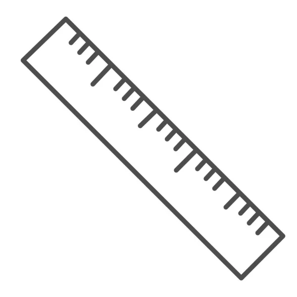 Regla icono de línea delgada, concepto de papelería, oficina o escuela medida herramienta vector signo sobre fondo blanco, símbolo de borde recto en el estilo de esquema para el concepto móvil y diseño web. Gráficos vectoriales . — Vector de stock