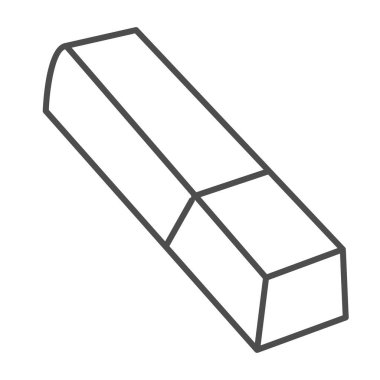 Silgi ince çizgi simgesi, kırtasiye konsepti, beyaz arkaplanda çizim işareti çizme veya düzenleme aracı, anahat tarzı mobil konsept ve web tasarımında okul kauçuğu sembolü. Vektör grafikleri.