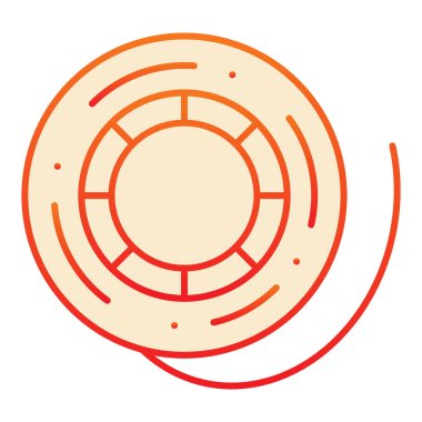 Balıkçı makarası yassı ikonu. Düz ve modaya uygun, ipek turuncu iplik simgeleri. Ağ ve uygulama için dizayn edilmiş iplik eğrisi stili tasarımı. Eps 10.