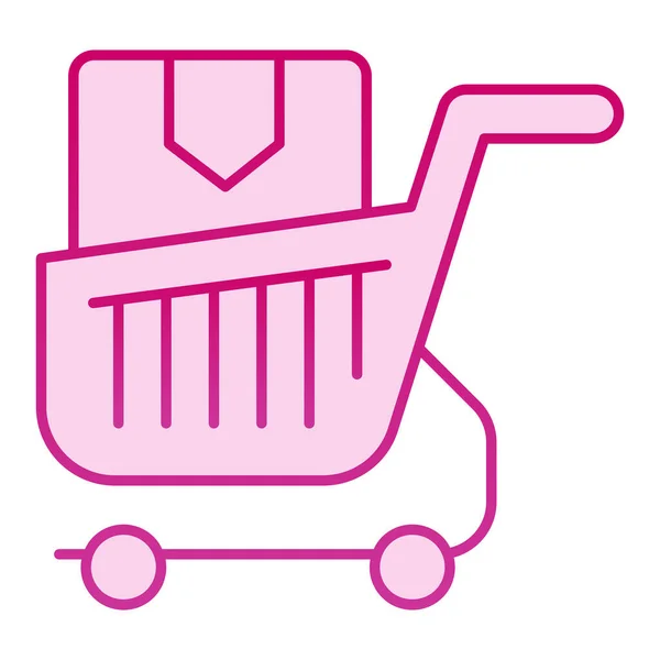 Shopping cart with box flat icon. Purchase in market trolley pink icons in trendy flat style. Shopping trolley with box gradient style design, designed for web and app. Eps 10. — Stock Vector