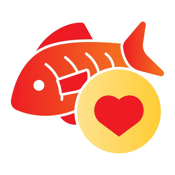 Me encanta la pesca icono plano. Iconos de color pescado y corazón en estilo plano de moda. Me encanta el diseño de estilo degradado de mariscos, diseñado para la web y la aplicación. Eps 10 . — Vector de stock