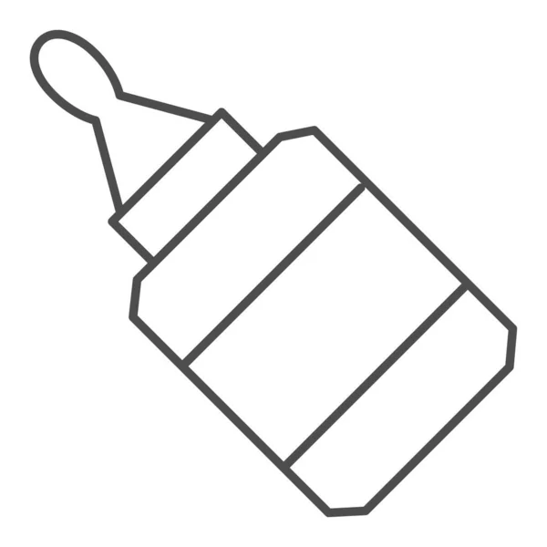 Значок тонкой линии клея, концепция канцелярских принадлежностей, векторный знак бутылки клея на белом фоне, трубка с символом клея в стиле наброска для мобильной концепции и веб-дизайна. Векторная графика . — стоковый вектор