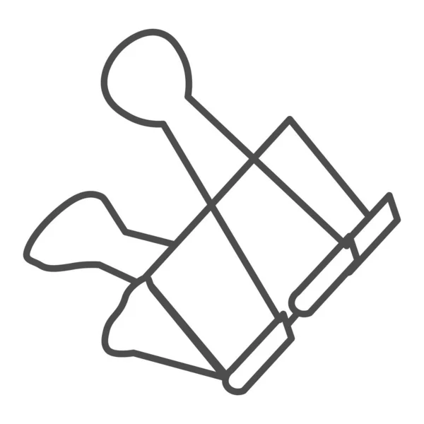 Binder clip ícone de linha fina, conceito de papelaria, sinal de vetor de clipe de escritório no fundo branco, símbolo de braçadeira de papel de metal no estilo de contorno para o conceito móvel e web design. Gráficos vetoriais . — Vetor de Stock