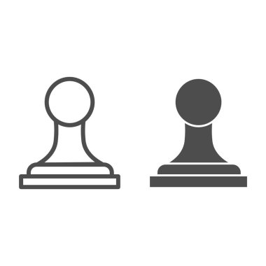 Damga hattı ve sağlam ikon, ofis malzemeleri konsepti, beyaz arka planda kauçuk damga işareti, mobil konsept ve web tasarımı için özet biçiminde retro onay mührü sembolü. Vektör grafikleri.