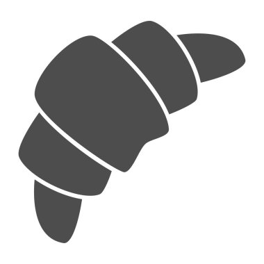 Kruvasan katı ikonu, fırın konsepti, beyaz arka planda geleneksel Fransız abur cubur tabelası, mobil konsept ve web tasarımı için glyph stili kruvasan ikonu. Vektör grafikleri.