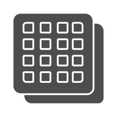 Kare kurabiyeler katı ikon, şekerleme konsepti, beyaz arka planda gevrek bisküvi işareti, mobil konsept ve web tasarımı için glifli kraker ikonu. Vektör grafikleri.