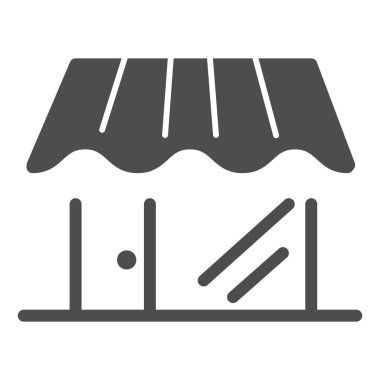 Dükkan cephesi katı ikonu, fırın konsepti, beyaz arka planda fırın binası tabelası, mobil konsept ve web tasarımı için glyph tarzı ekmek dükkanı simgesi. Vektör grafikleri.