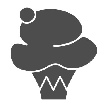 Kek katı ikonu, fırın konsepti, beyaz arka planda kremalı kek tabelası mobil konsept ve web tasarımı için kabartma şeklinde kek simgesi. Vektör grafikleri.