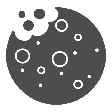 Katı ikonu olan lezzetli kurabiyeler, fırın konsepti, beyaz arka planda Bisküvi tabelası, mobil konsept ve web tasarımı için glifli çikolatalı kurabiye ikonu. Vektör grafikleri.