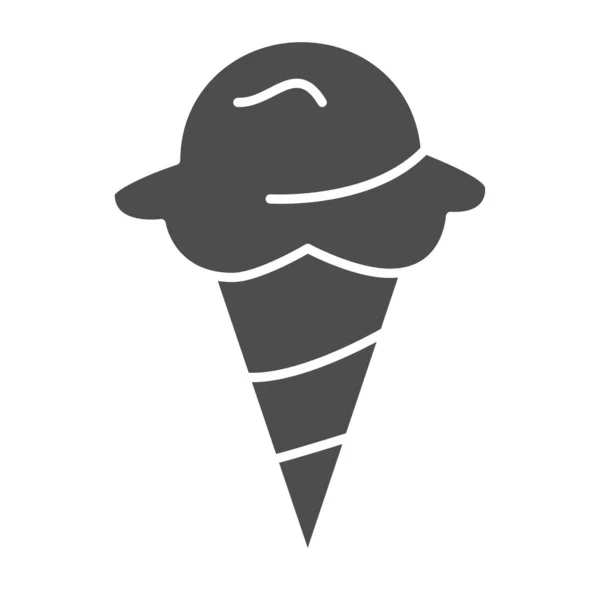 Ícone sólido de sorvete, conceito de confeitaria, Sorvete em waffle cone sinal no fundo branco, ícone Sundae em estilo glifo para o conceito móvel e web design. Gráficos vetoriais . —  Vetores de Stock