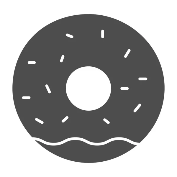 Donut con esmalte icono sólido, concepto de panadería, signo de rosquilla sobre fondo blanco, Donut con glaseado y espolvorea icono en estilo glifo para el concepto móvil y el diseño web. Gráficos vectoriales . — Archivo Imágenes Vectoriales