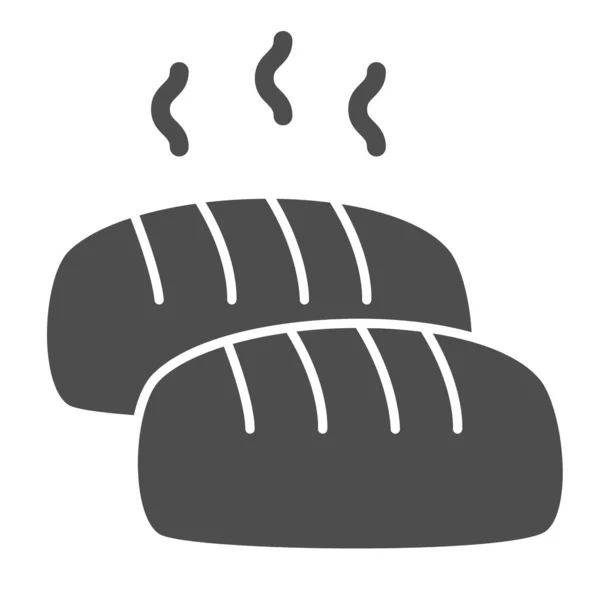 Pain chaud icône solide, concept de boulangerie, pain avec panneau à vapeur sur fond blanc, pain icône en style glyphe pour concept mobile et web design. Graphiques vectoriels . — Image vectorielle