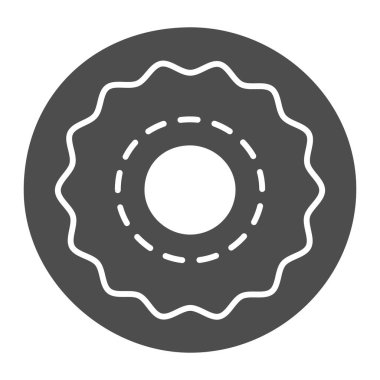 Lezzetli çörek, katı simge, fırın konsepti, beyaz arka planda şekerleme işareti olan donut, mobil ve web tasarımı için glifli tatlı çörek. Vektör grafikleri.