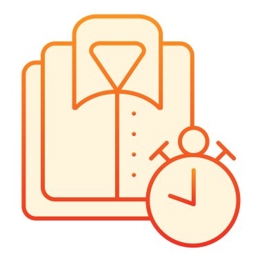 Temiz gömlek düz ikon. Katlanmış gömlek ve saat kırmızı simgeleri modaya uygun düz stil. Temiz giyim tarzı gradyan tasarımı, web ve uygulama için tasarlanmış. Eps 10.