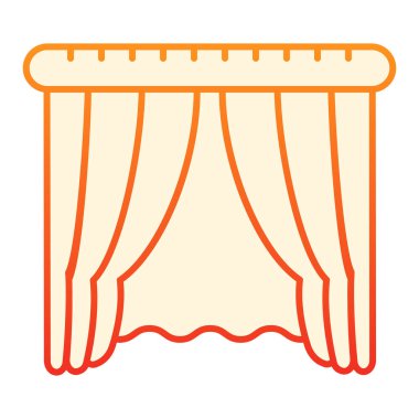 Pencere perdeleri düz simge. Ev içi kırmızı simgeler modaya uygun düz stil. Pencere dekorasyonu gradyan tasarımı, web ve uygulama için tasarlanmış. Eps 10.