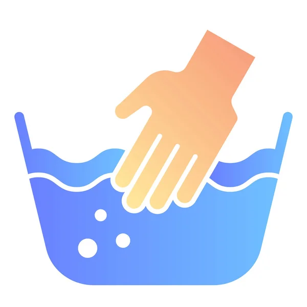 Ruhák kézmosása lapos ikon. Kezek medencében színes ikonok trendi lapos stílusban. Mosás címke gradiens stílus design, tervezett web és app. 10. rész. — Stock Vector