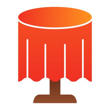 Masa örtüsü düz masa ikonunda. Restoran masa rengi simgeleri modaya uygun düz stil. Yuvarlak masa gradyan tasarımı, web ve uygulama için tasarlanmış. Eps 10.