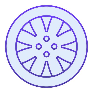 Lastik yassı ikon. Moda olan düz stil mavi renkli otomobil tekerleği simgeleri. Araba parçası gradyan stil tasarımı, web ve uygulama için tasarlanmış. Eps 10.