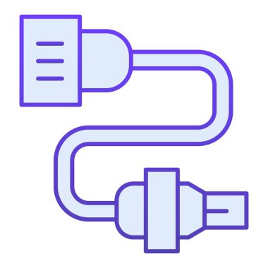 Araba elektrik kabloları düz ikon. Moda olan düz stil mavi renkli otomobil tıkaçları. Araba parçası gradyan stil tasarımı, web ve uygulama için tasarlanmış. Eps 10.