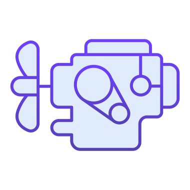 Araba motorunun düz simgesi. Modayı takip eden düz mavi renkli otomobil simgeleri. Web ve uygulama için tasarlanmış, gradyan stil tasarımı. Eps 10.