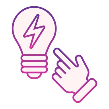 Fikir kavramı düz simgesi. Ampul ve el menekşesi simgeleri modada düz. Çözüm gradyan tasarımı, web ve uygulama için tasarlandı. Eps 10.