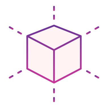 3 boyutlu küp düz simge modelleme. Düz moda kare menekşe simgeler. Web ve uygulama için tasarlanmış 3 boyutlu grafik gradyan stili tasarımı. Eps 10.