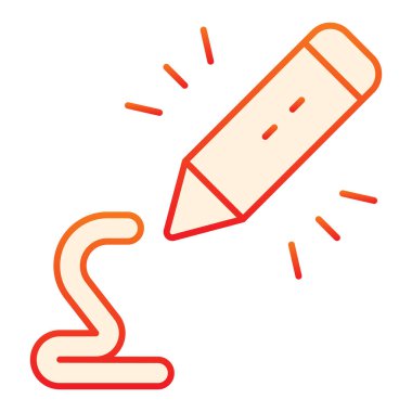 3D düz kalem simgesi. 3D tasarım turuncu simgeler modaya uygun düz stil. Ağ ve uygulama için tasarlanmış 3D gradyan stil tasarımı. Eps 10.