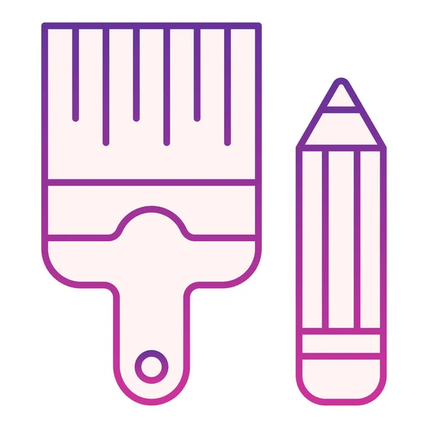 Ceruza és ecset lapos ikon. Rajzoló eszközök lila ikonok trendi lapos stílusban. Festék és rajz gradiens stílusú design, tervezett web és app. 10. rész. — Stock Vector