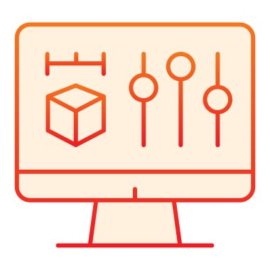 Düz simge üzerinde 3D proje. Bilgisayar turuncu simgelerindeki 3D dizayn modayı takip ediyor. Web ve uygulama için tasarlanmış 3d gradyan biçim tasarımı projesi. Eps 10.
