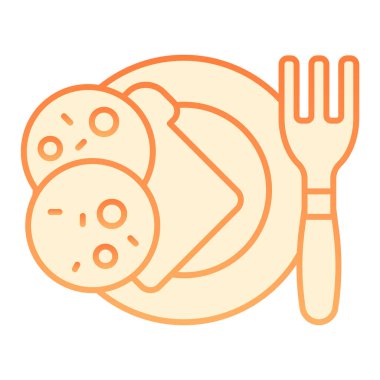 Tabak düz bir ikon üzerinde sandviç. Düz moda yemek portakalları. Sosis gradyan tasarımlı ekmek, web ve uygulama için tasarlanmış. Eps 10.