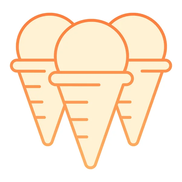 Tres conos de helado icono plano. Dulces de color naranja iconos en estilo plano de moda. Diseño de estilo degradado de postres congelados, diseñado para web y aplicación. Eps 10 . — Archivo Imágenes Vectoriales