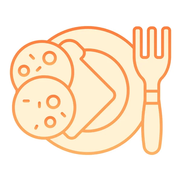 Sandwich on a plate flat icon. Dinner orange icons in trendy flat style. Bread with sausage gradient style design, designed for web and app. Eps 10. — Stock Vector