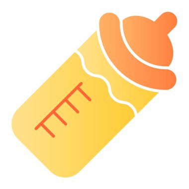 Süt beyazı ikonlu bebek şişesi. Düz moda emzik renk simgeleriyle dolu bir şişe. Bebek maması gradyan tasarımı, ağ ve uygulama için tasarlanmış. Eps 10.