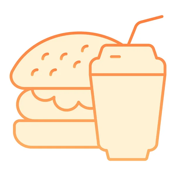 Burger e refrigerante ícone plana. Ícones de laranja fast food em estilo moderno plana. Design de estilo gradiente de hambúrguer e bebida, projetado para web e aplicativo. Eps 10 . — Vetor de Stock