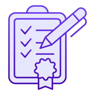 Başarı listesi düz simgesi. Düz stil olarak kontrol listesi mavi simgeleri. Doğrulanmış sertifika gradyan tasarımı, web ve uygulama için tasarlandı. Eps 10.