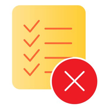 Kontrol listesi yasağı yasağı simgesi. Renk simgelerini modada düz listele. Ağ ve uygulama için tasarlanmış çapraz gradyan stil tasarımı belgesi. Eps 10.