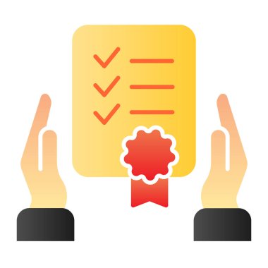 Düz simge sertifikası. Garanti listesi renk simgeleri modada düz. Belge sertifikalı gradyan stil tasarımı, web ve uygulama için tasarlandı. Eps 10.